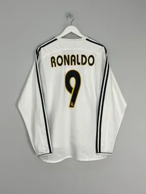 2004/05 REAL MADRID RONALDO #9 *PLAYER ISSUE* L/S HOME SHIRT (L) ADIDAS