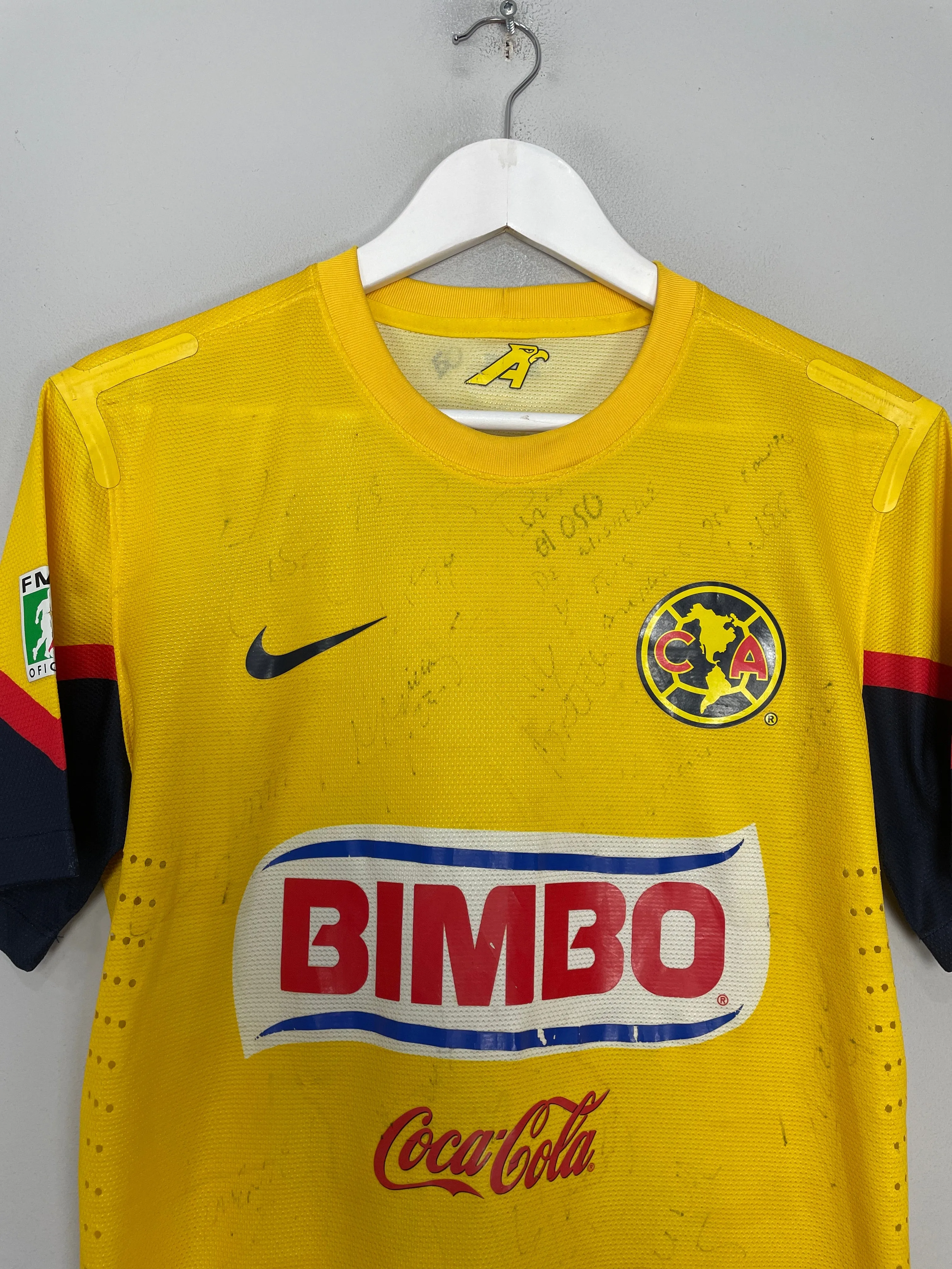 2013/14 CLUB AMERICA M.ZUNIGA #28 *PLAYER ISSUE* SQUAD SIGNED HOME SHIRT (M) NIKE