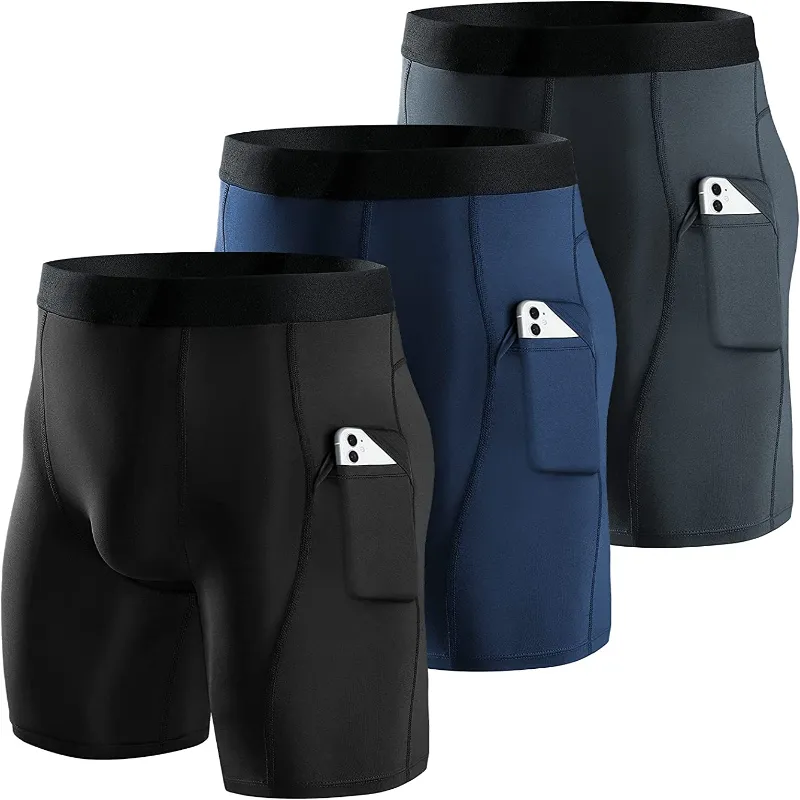 3 Pack Men's Compression Fitness Shorts