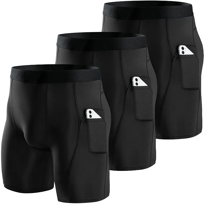 3 Pack Men's Compression Fitness Shorts