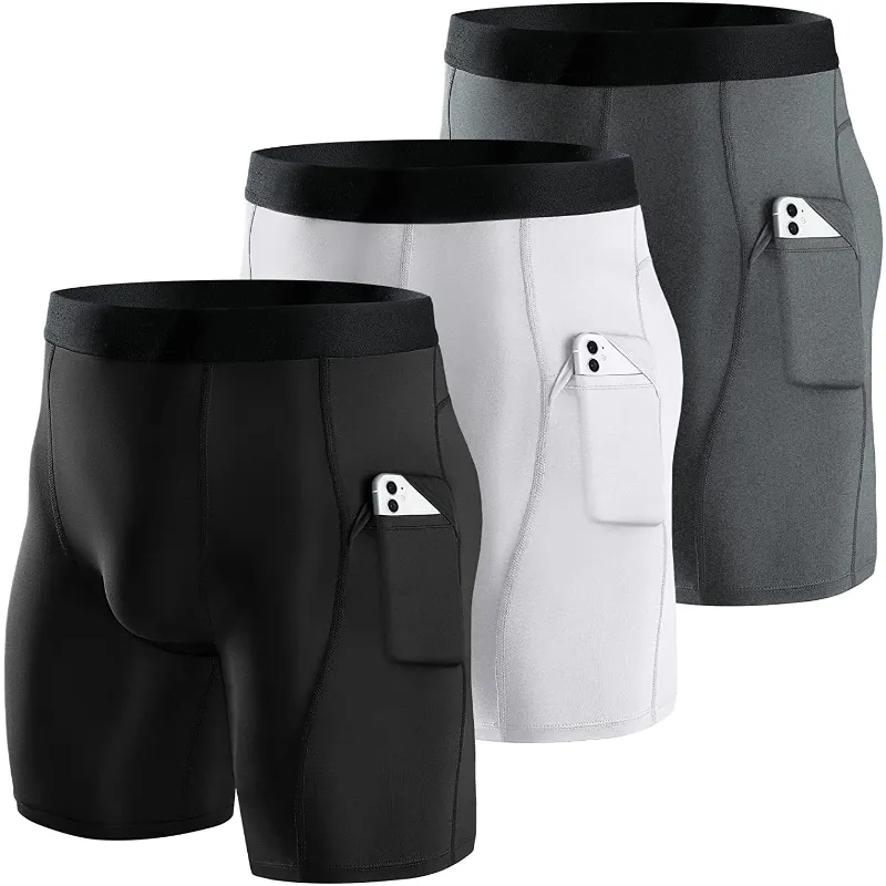 3 Pack Men's Compression Fitness Shorts