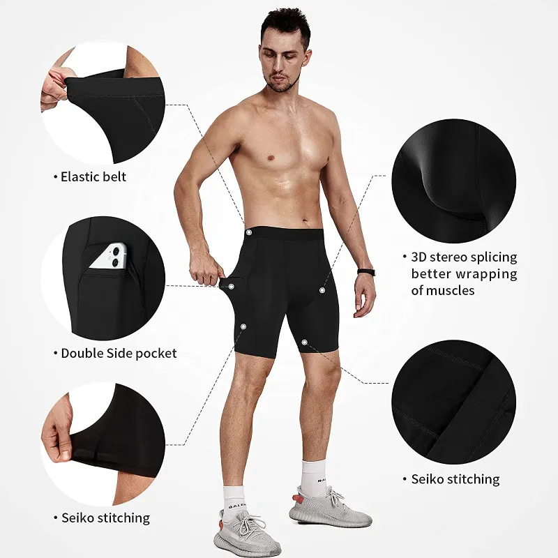 3 Pack Men's Compression Fitness Shorts