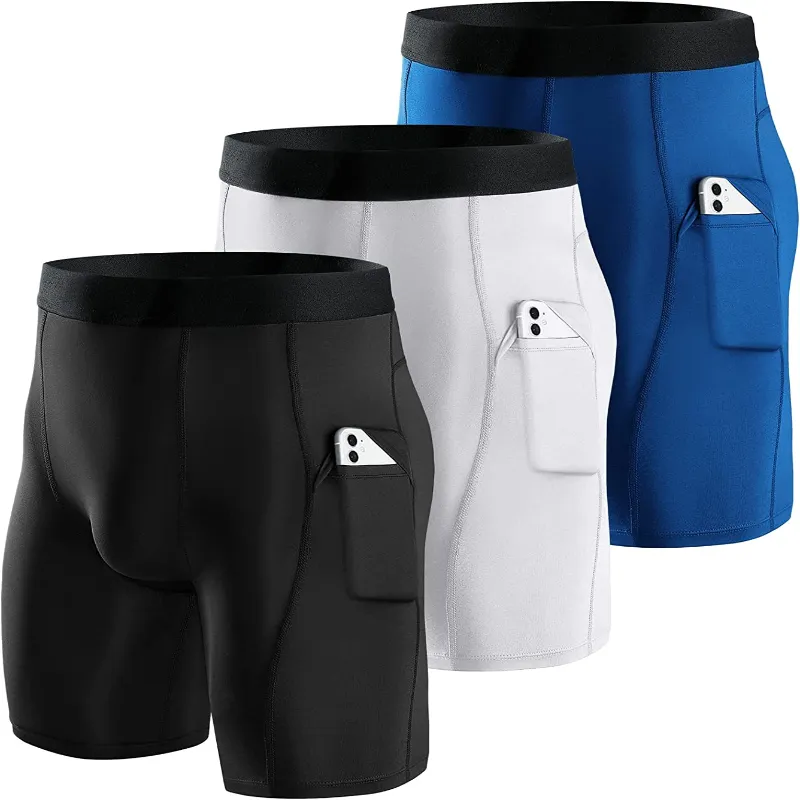 3 Pack Men's Compression Fitness Shorts