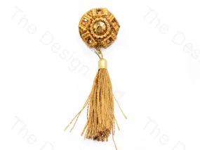 5 Rectangles Golden Handcrafted Tassel Button