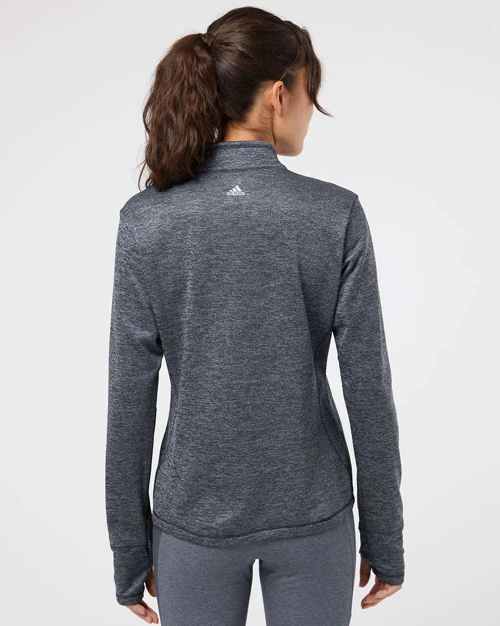 Adidas Ladies Brushed Terry Heathered QuarterZip Pullover