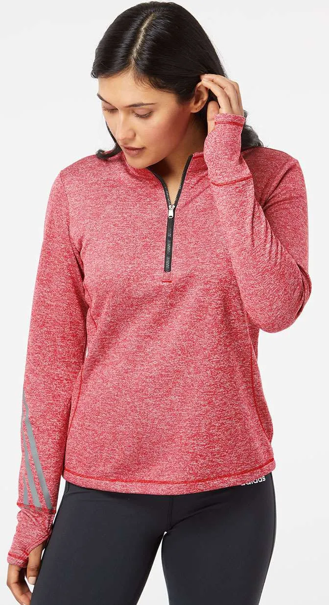 Adidas Ladies Brushed Terry Heathered QuarterZip Pullover