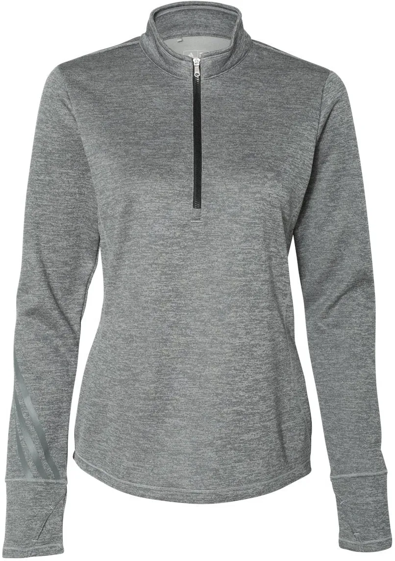 Adidas Ladies Brushed Terry Heathered QuarterZip Pullover