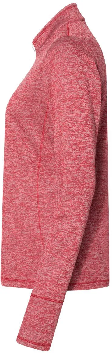 Adidas Ladies Brushed Terry Heathered QuarterZip Pullover