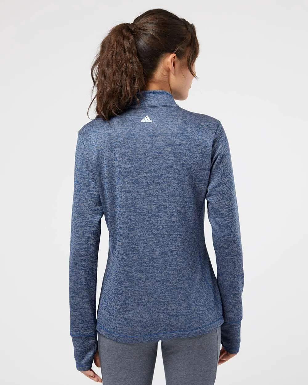 Adidas Ladies Brushed Terry Heathered QuarterZip Pullover