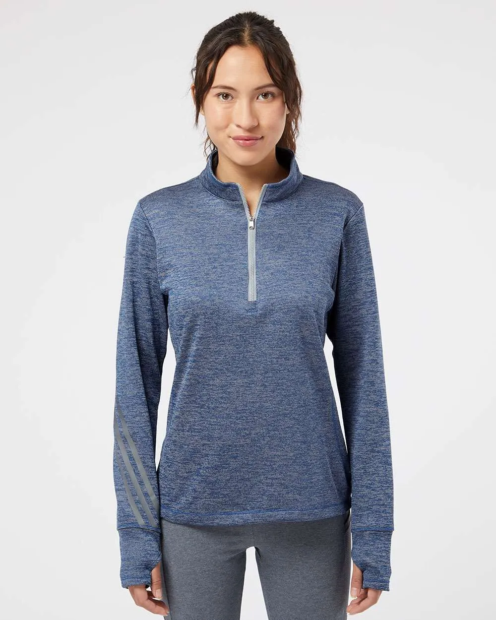 Adidas Ladies Brushed Terry Heathered QuarterZip Pullover