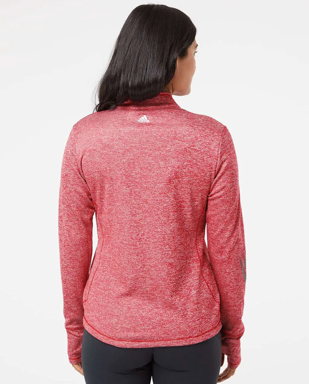 Adidas Ladies Brushed Terry Heathered QuarterZip Pullover