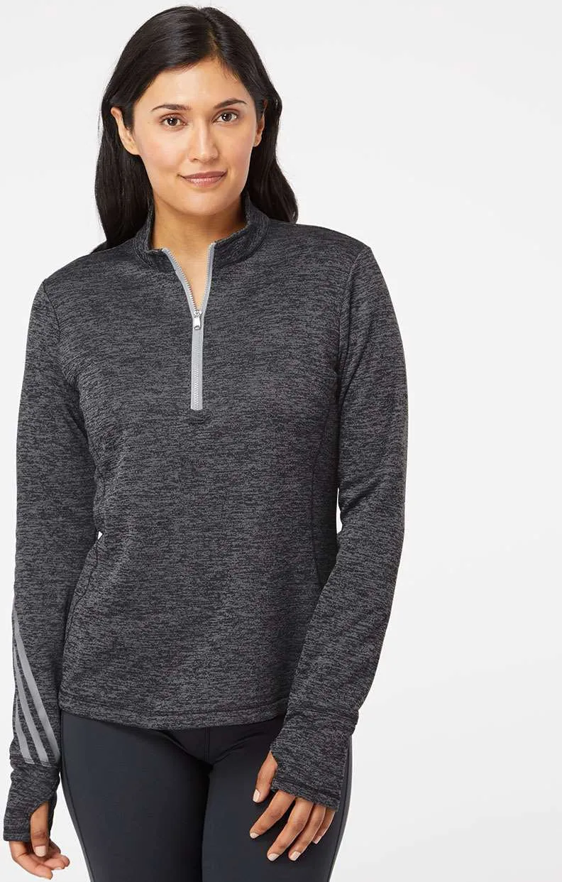 Adidas Ladies Brushed Terry Heathered QuarterZip Pullover