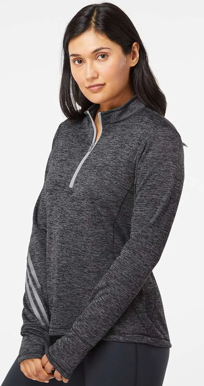 Adidas Ladies Brushed Terry Heathered QuarterZip Pullover