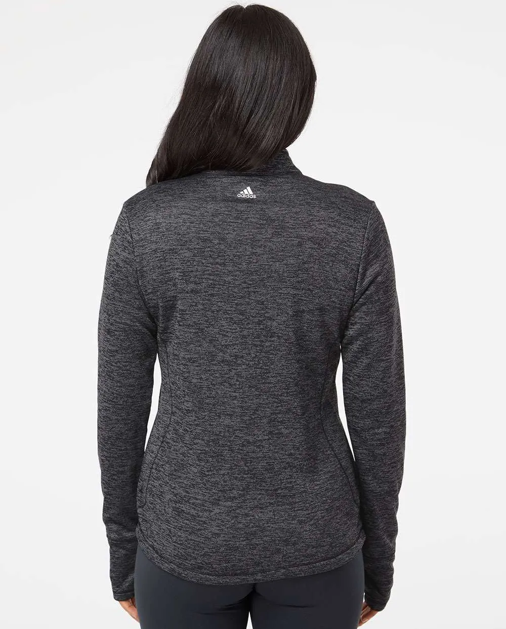 Adidas Ladies Brushed Terry Heathered QuarterZip Pullover