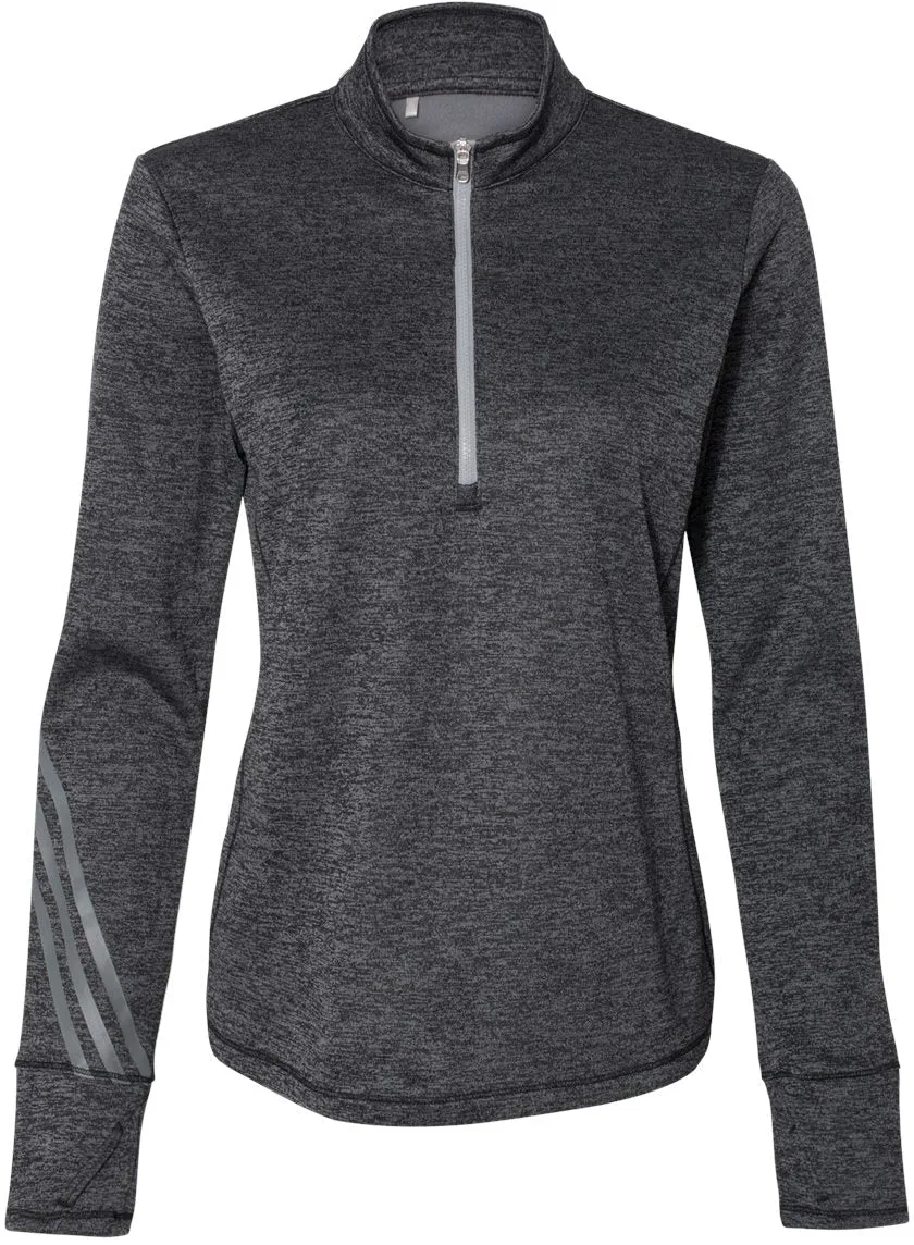 Adidas Ladies Brushed Terry Heathered QuarterZip Pullover