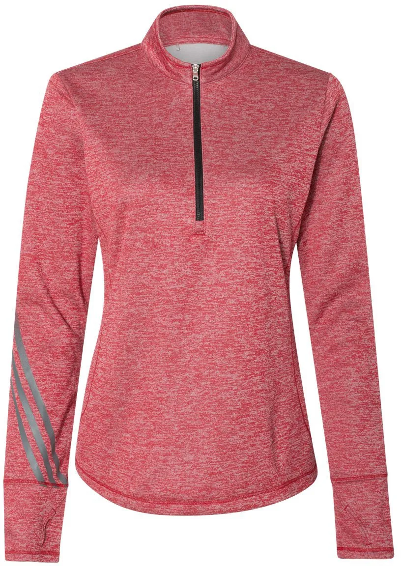 Adidas Ladies Brushed Terry Heathered QuarterZip Pullover