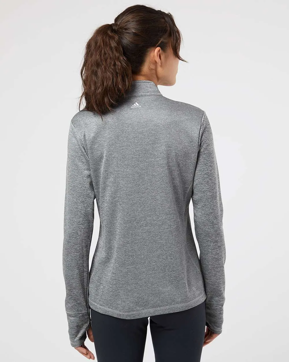 Adidas Ladies Brushed Terry Heathered QuarterZip Pullover