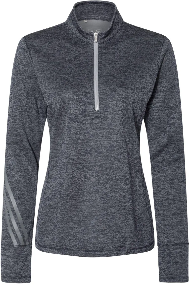 Adidas Ladies Brushed Terry Heathered QuarterZip Pullover