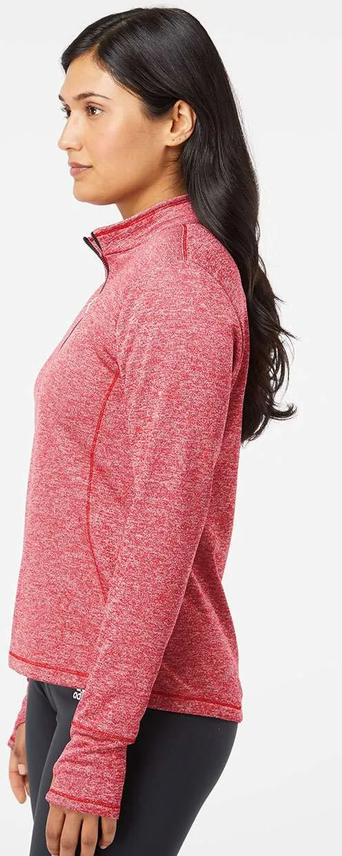 Adidas Ladies Brushed Terry Heathered QuarterZip Pullover