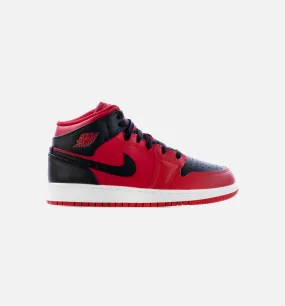 Air Jordan 1 Mid Reverse Bred Grade School Lifestyle Shoe - Black/Red