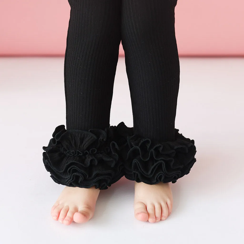 Black Ribbed Cha-Cha Leggings