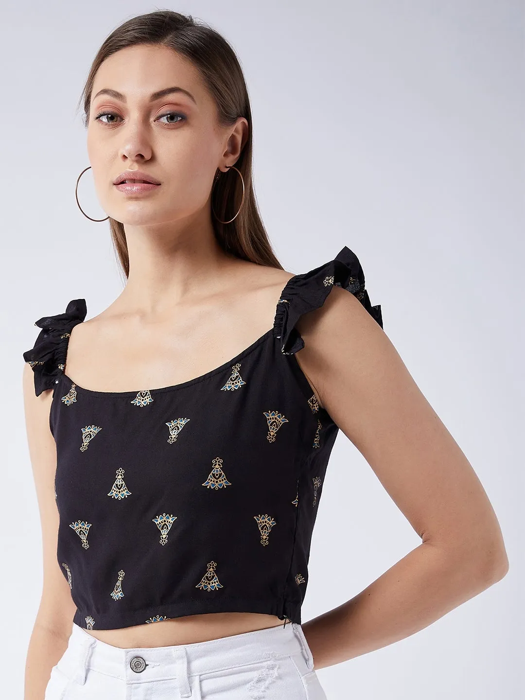 Black Small Boota Crop Top