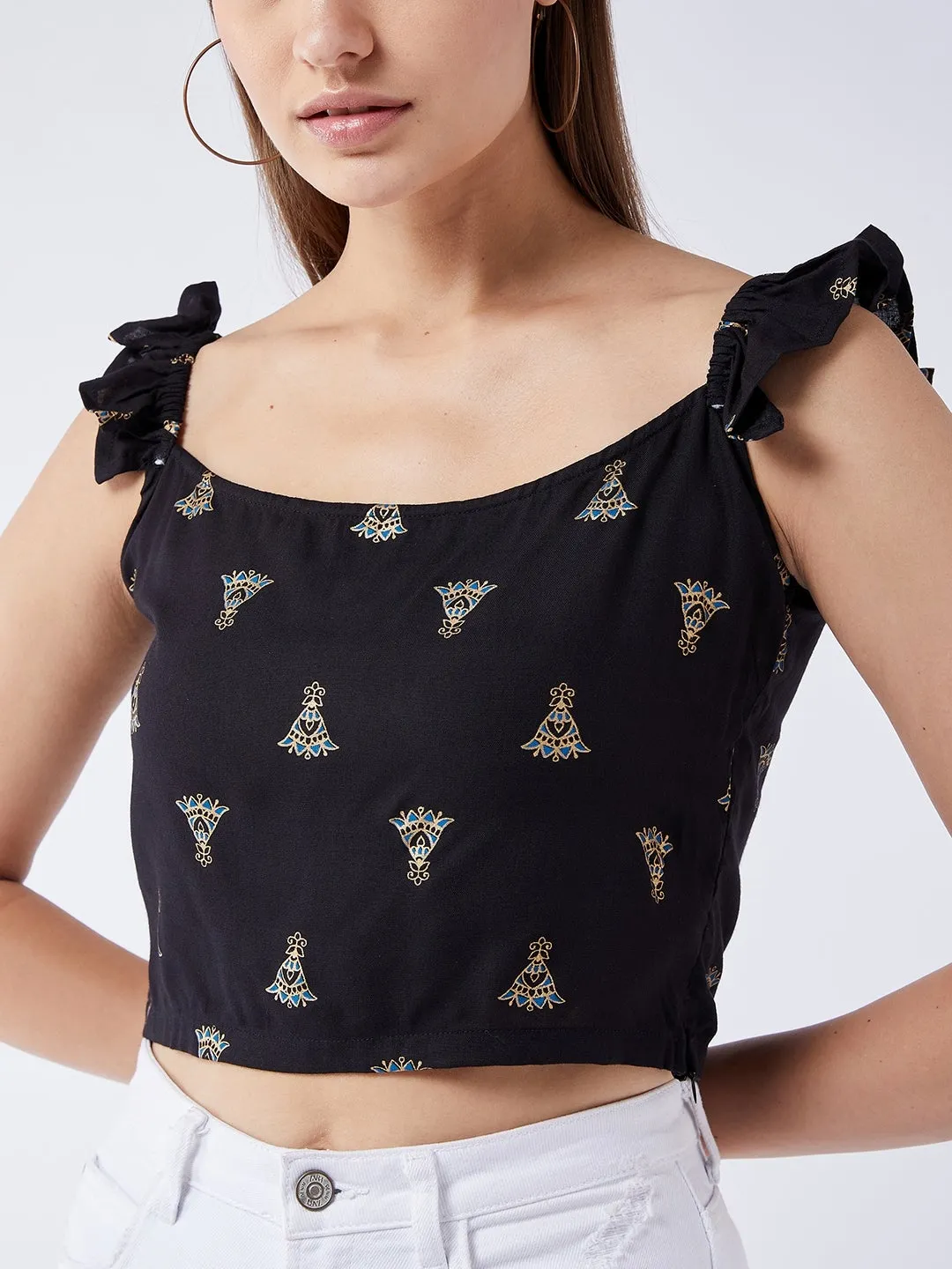 Black Small Boota Crop Top