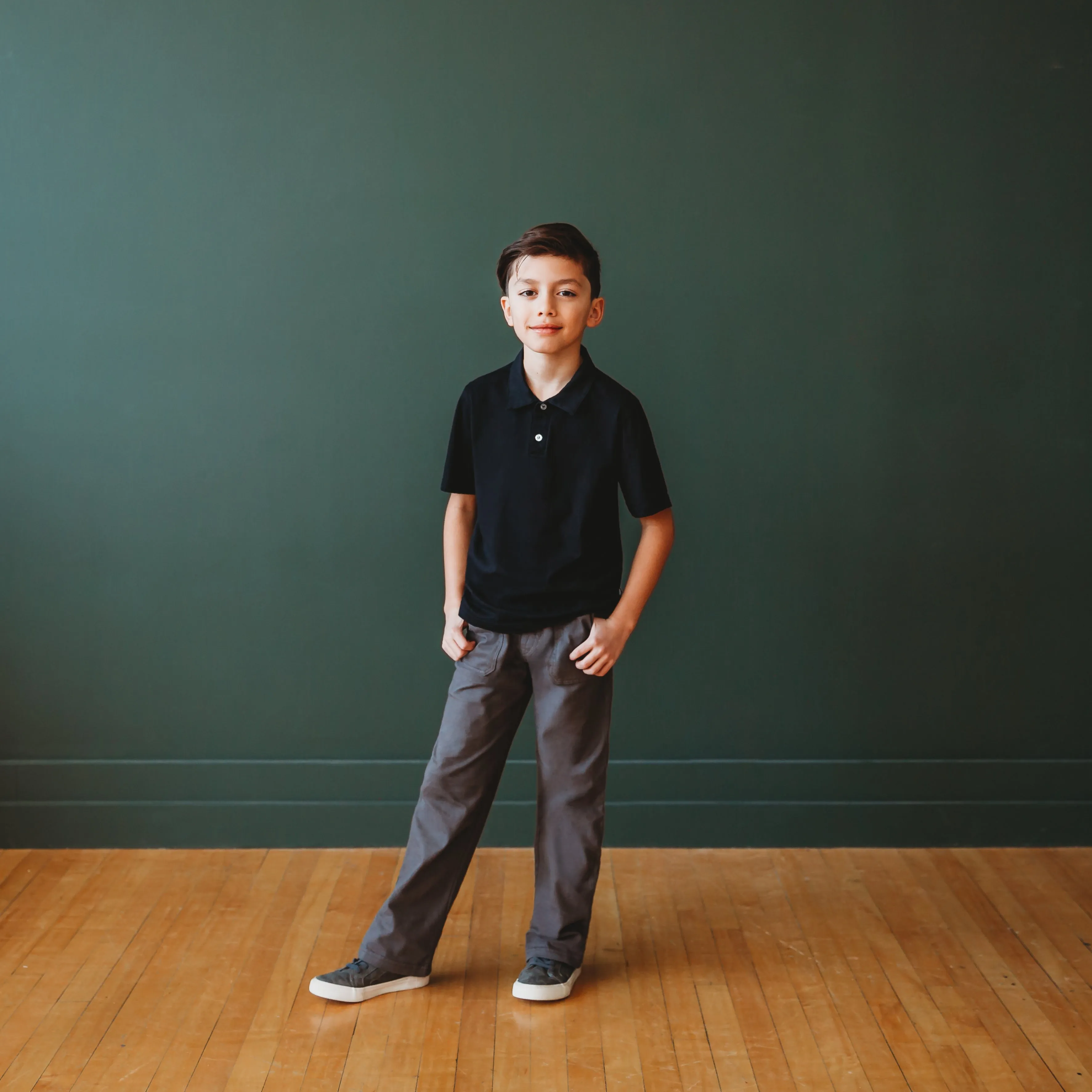 Boys Soft Cotton 3-Pocket Jersey Pants - UPF 50  | Charcoal