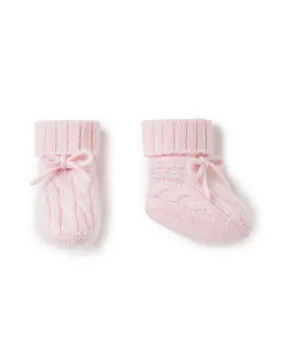 Cable Cashmere Booties Pale Pink