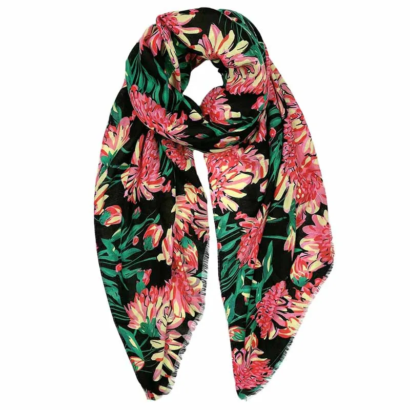 Flower Printed Oblong Scarf