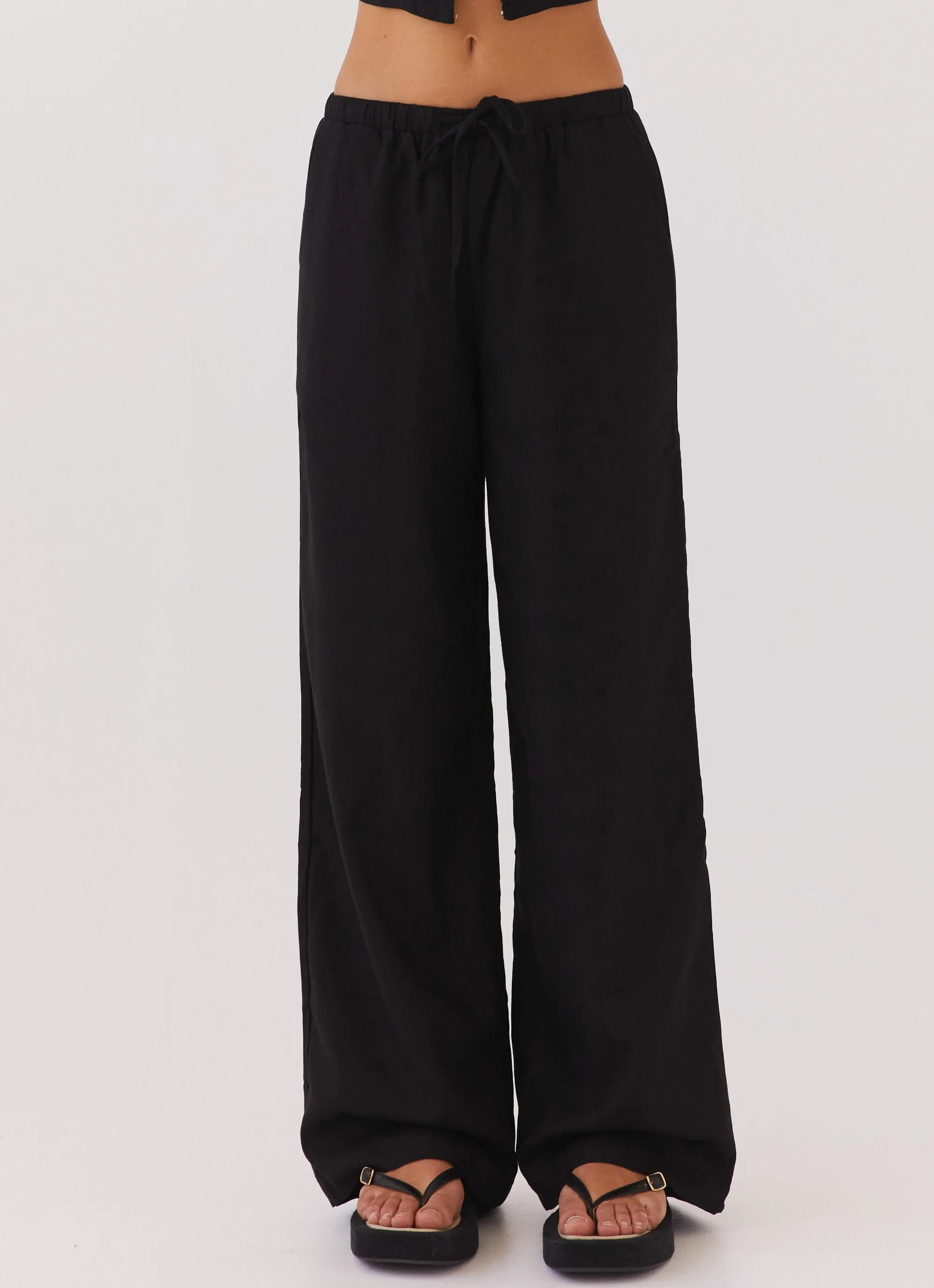 Fresh Face Linen Pants - Black