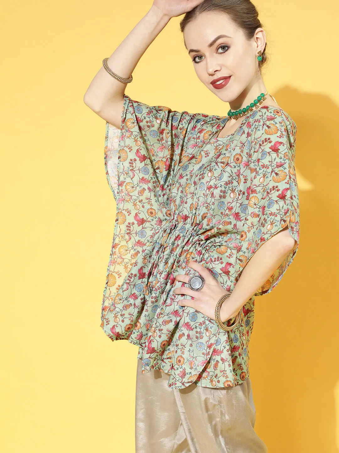 Garden Green Floral Kaftan