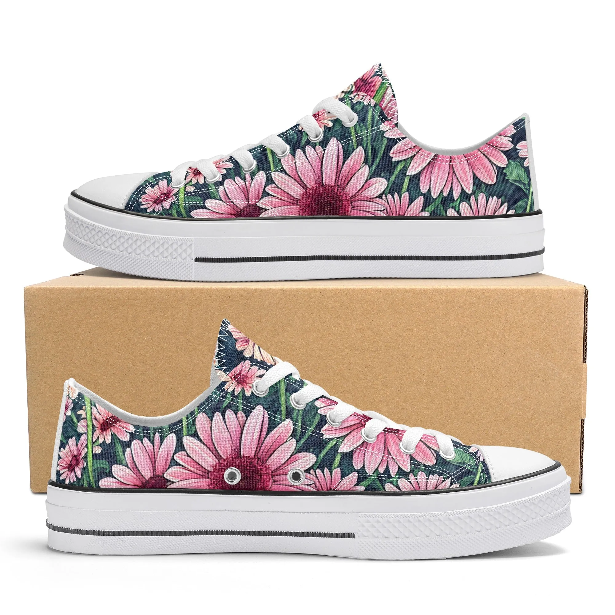 Gerbera Daisy Flowers Collection - Mens Classic Low Top Canvas Shoes for Garden Lovers