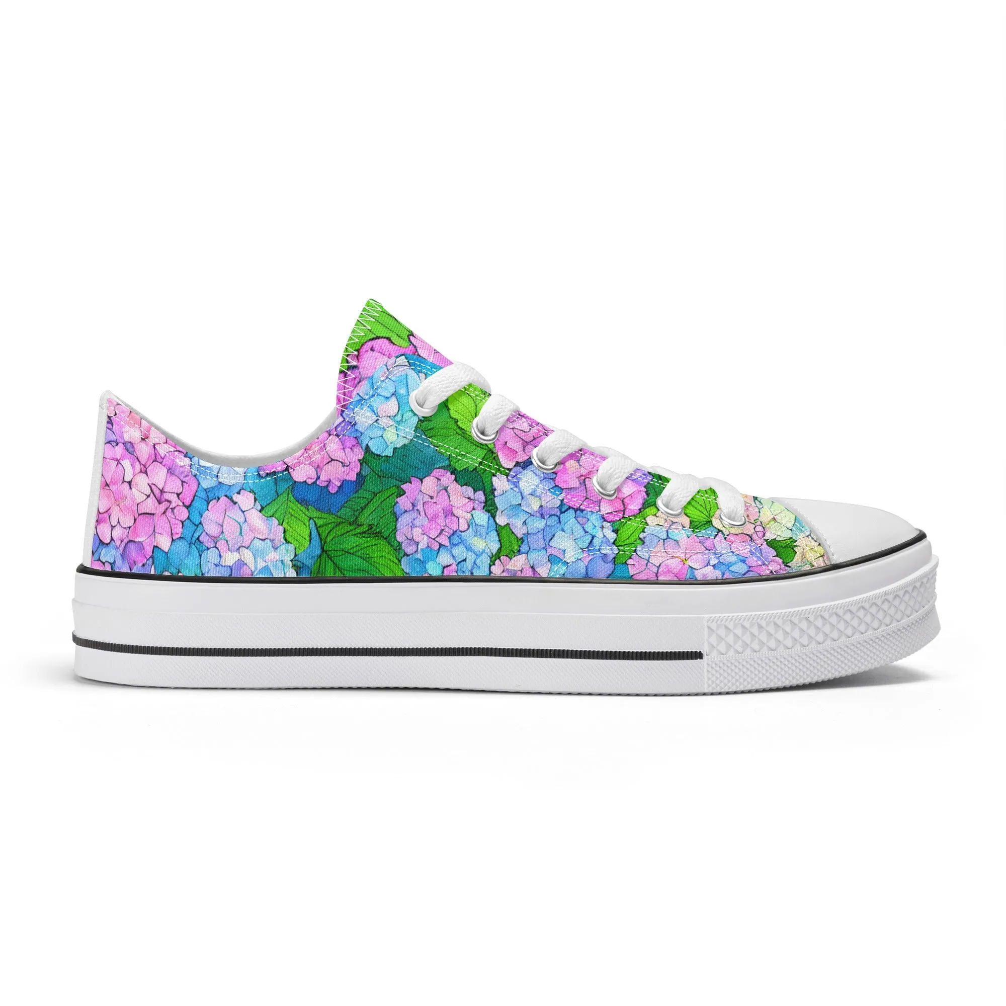 Hydrangea Mens Low Top Shoes, Garden Classic Canvas Converse Sneakers.