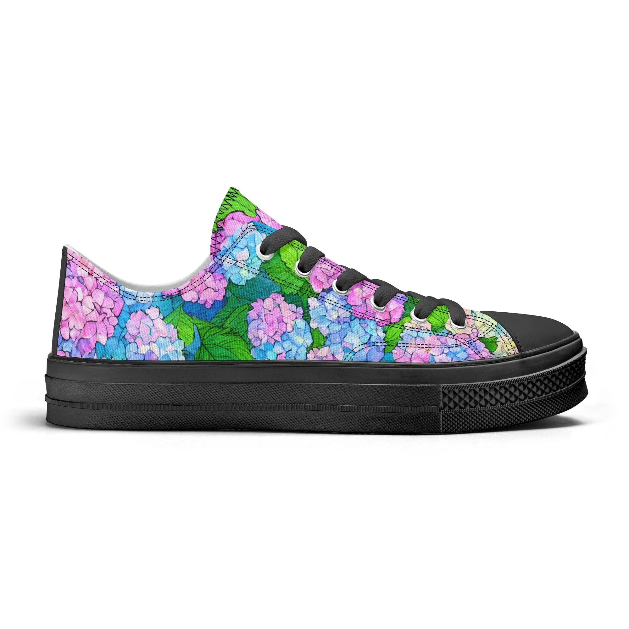 Hydrangea Mens Low Top Shoes, Garden Classic Canvas Converse Sneakers.