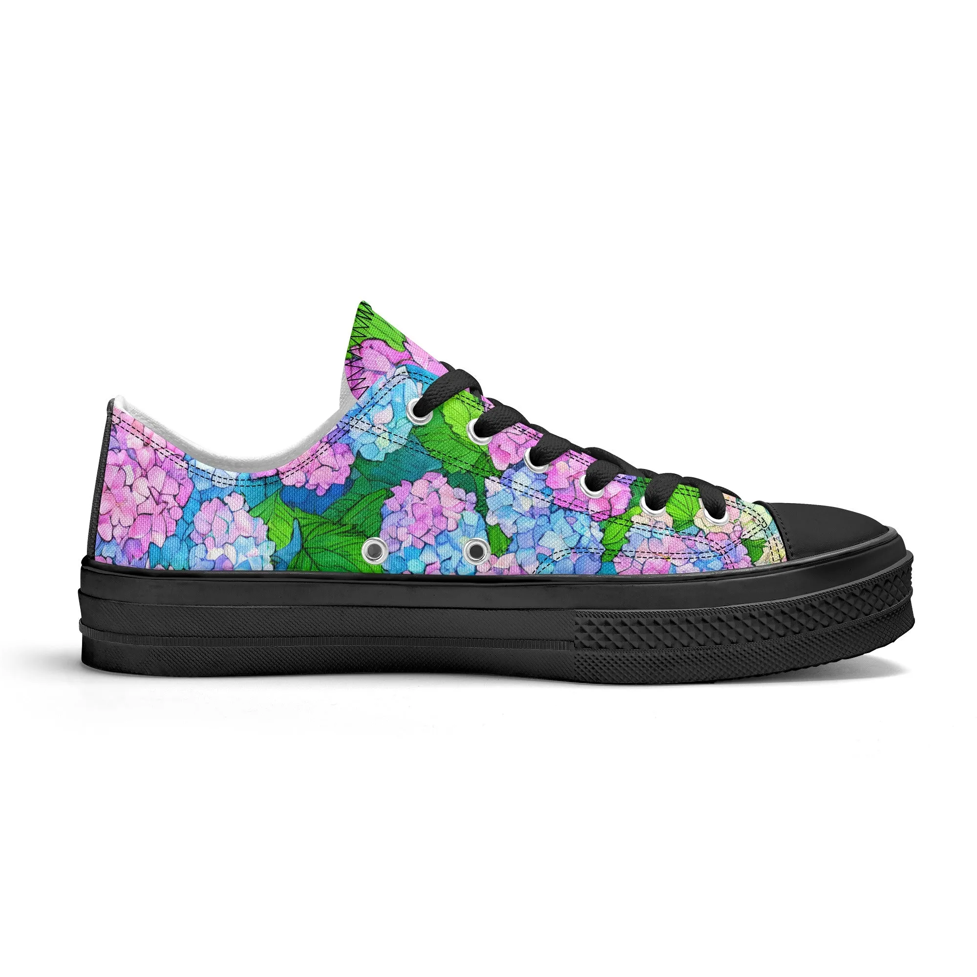 Hydrangea Mens Low Top Shoes, Garden Classic Canvas Converse Sneakers.