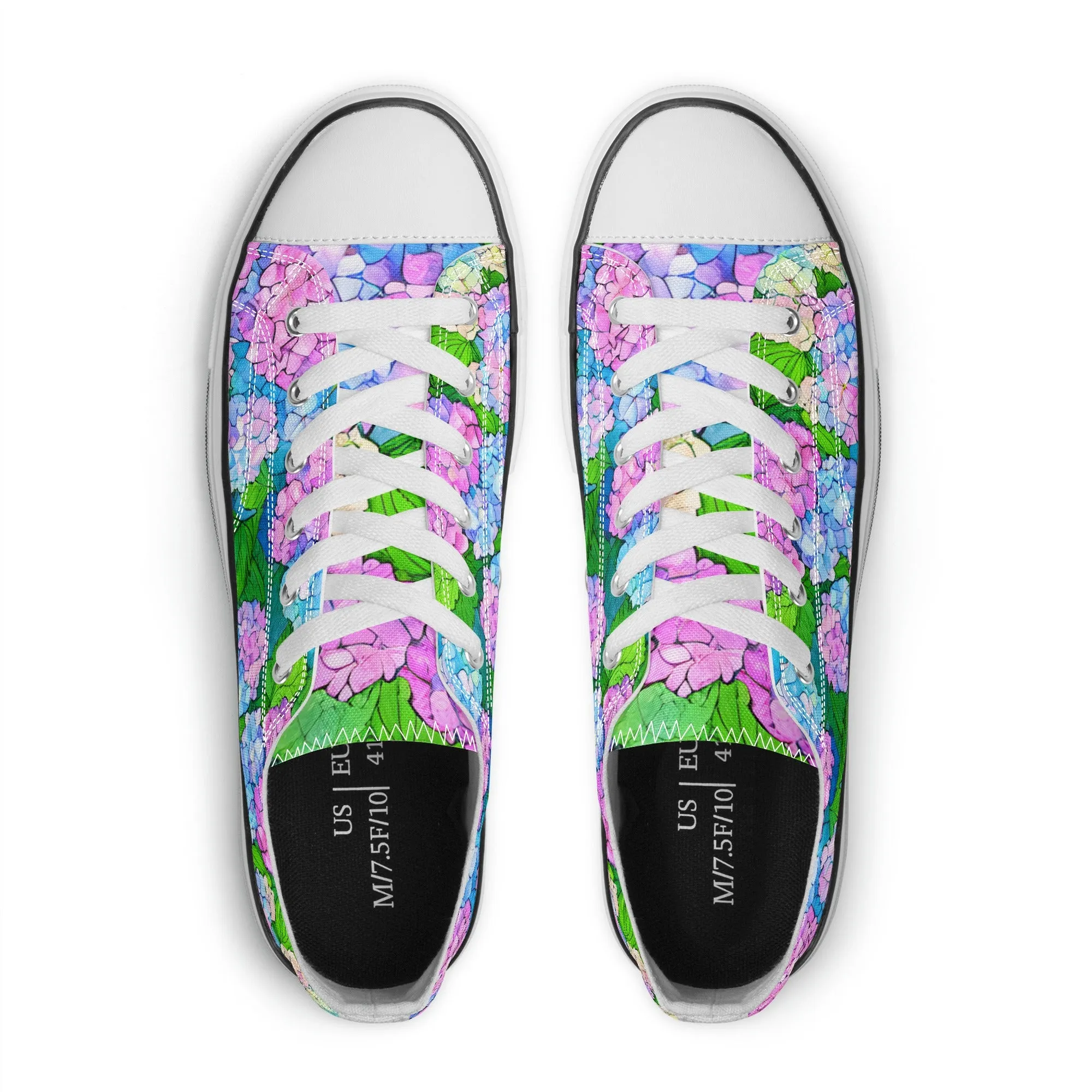 Hydrangea Mens Low Top Shoes, Garden Classic Canvas Converse Sneakers.