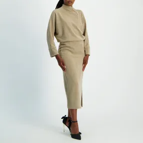 LADIES CIARRA TAUPE HACCI KNIT SKIRT