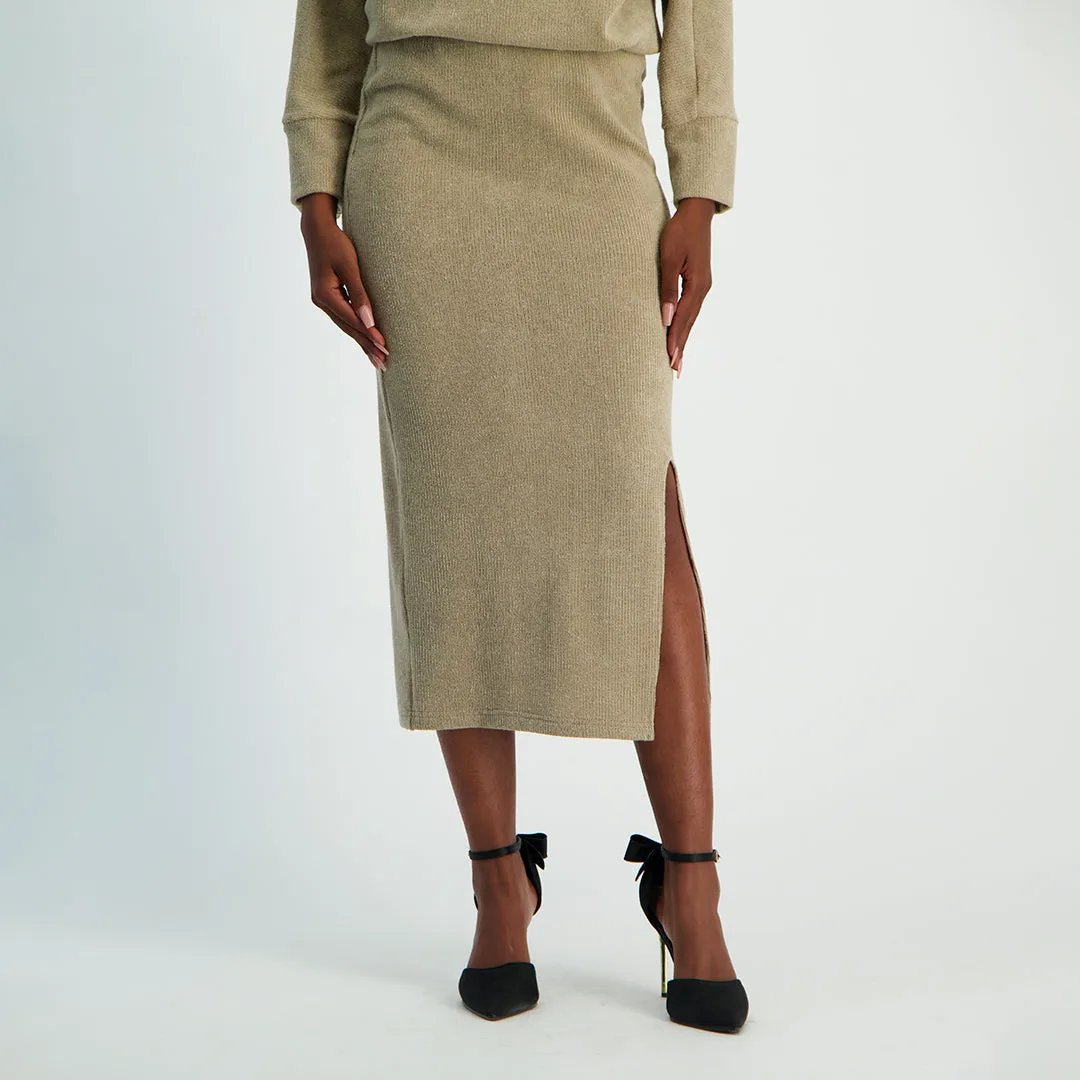 LADIES CIARRA TAUPE HACCI KNIT SKIRT