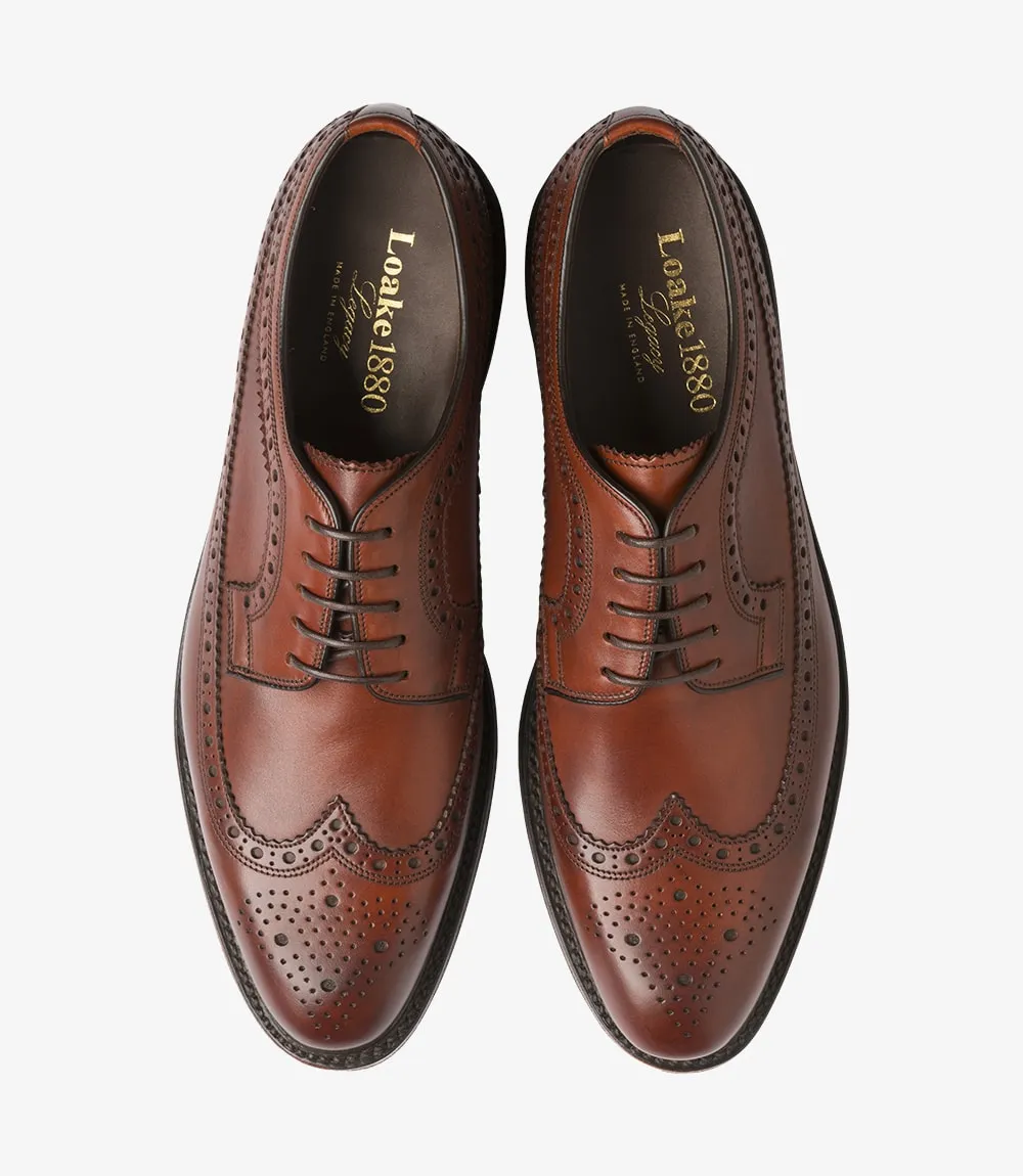 LOAKE - Birkdale Brogue Derby shoe - Conker Burnished calf