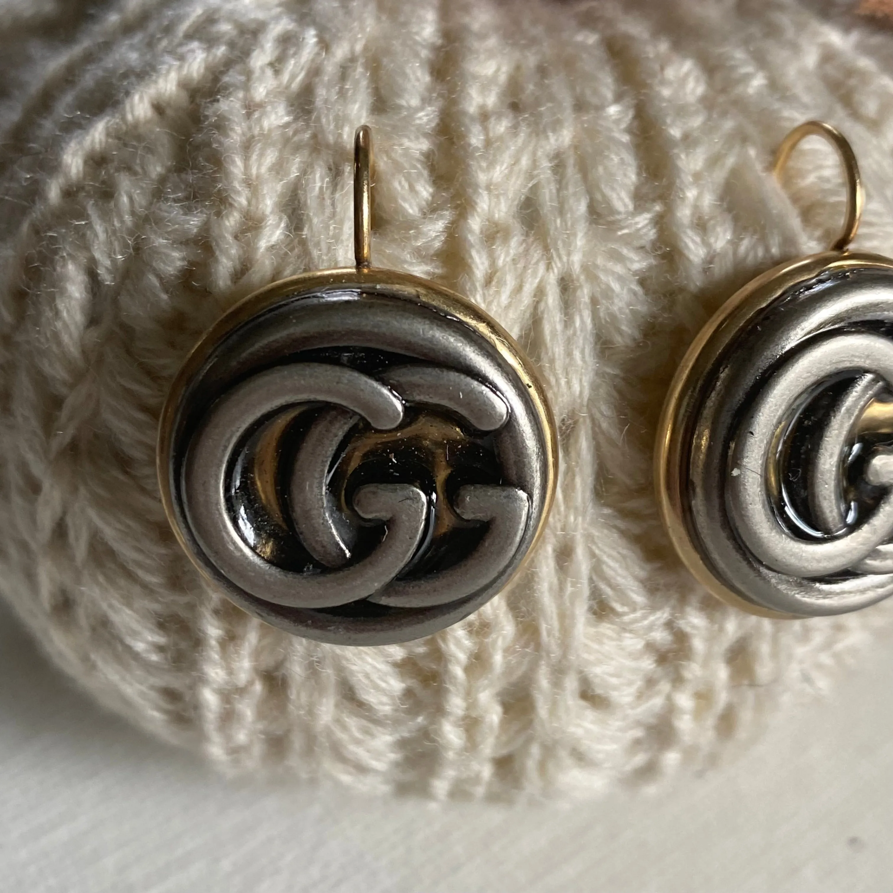 Mixed Metal GG Button Earrings