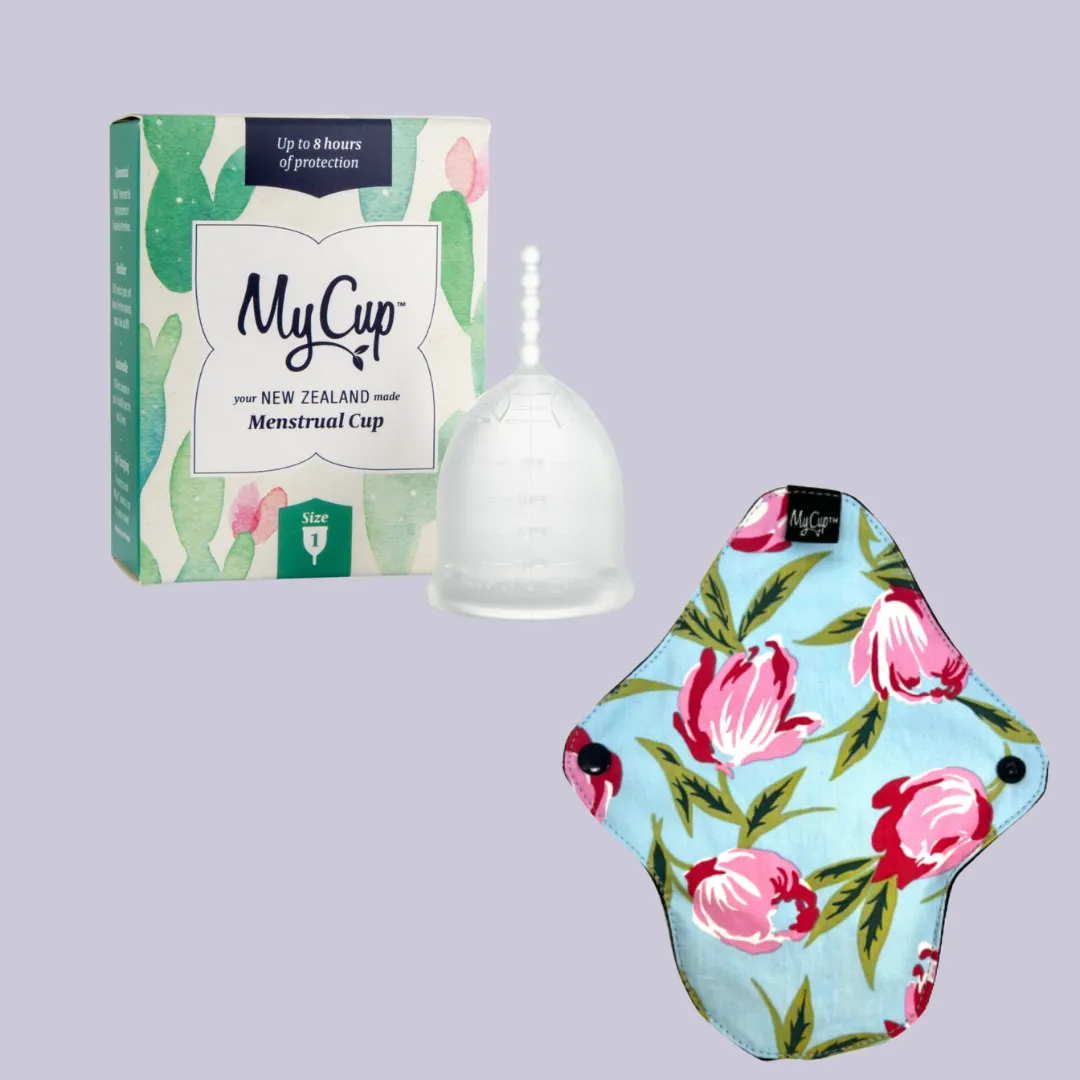 MyCup Menstrual Cup Size 1   Reusable Regular Pad Bundle