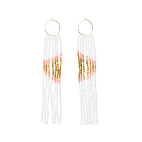 Pembetatu XS Hoop Earrings - WHITE/SALMON/GOLD