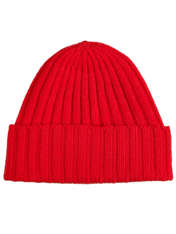 Plain Ribbed Hat Poppy