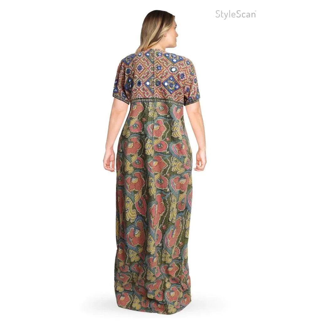 RAMONA RULL 1960's Multicolored Batik Maxi Dress | Size L/XL