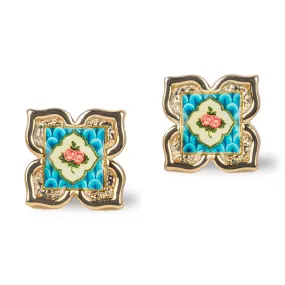 [Rare Bird Collection] Peranakan Floral Stud - Blue