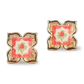 [Rare Bird Collection] Peranakan Floral Stud - Rosy Pink