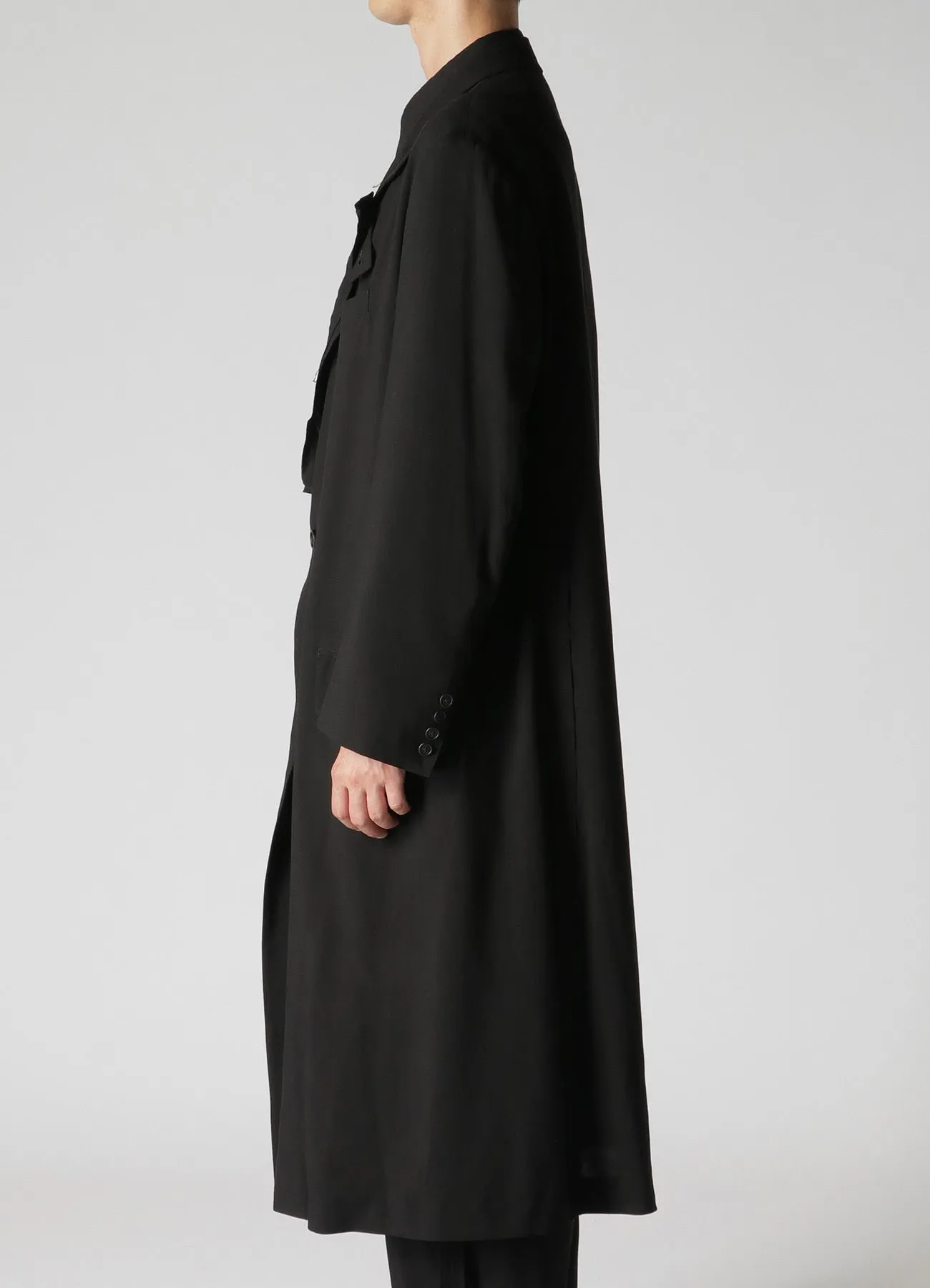 RAYON CAMBRIC LONG JACKET WITH DECORATIVE CLOTH