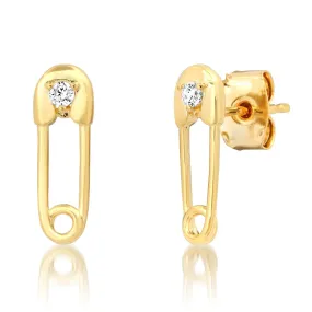 Safety Pin Cz Earrings