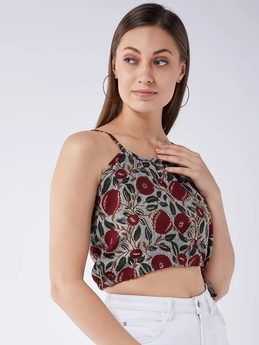 Slate Gray Strappy Crop Top